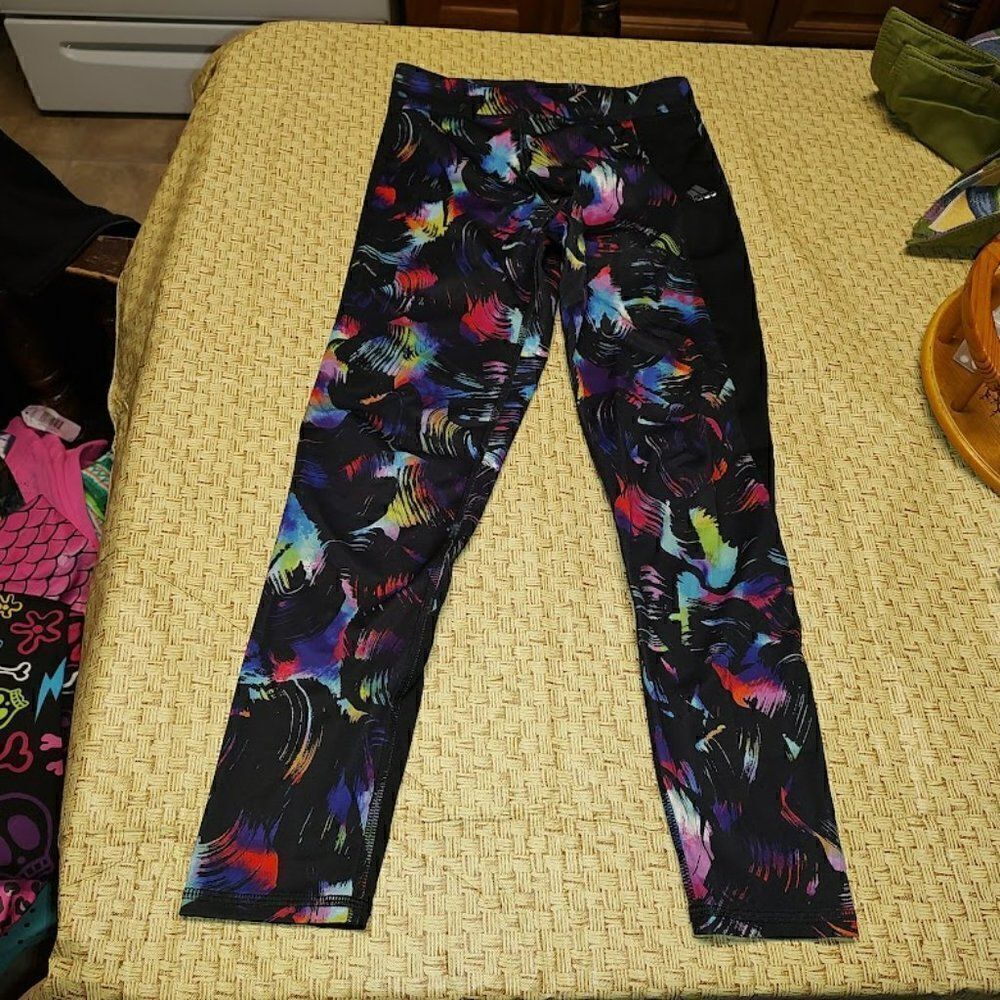 New Adidas Black Multi-Colored Leggings Size Girl's 10/12